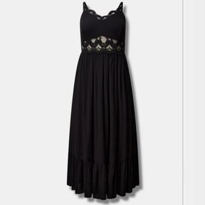 Torrid Black Maxi Dress with Lace Waist Insert 4x